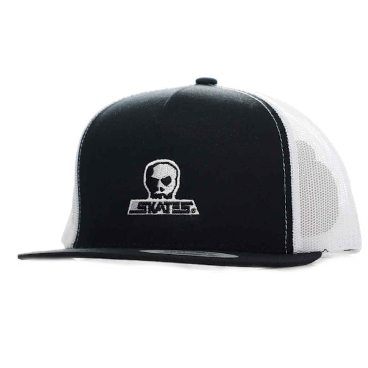 Skull Skates Mesh Snapback Logo Black White