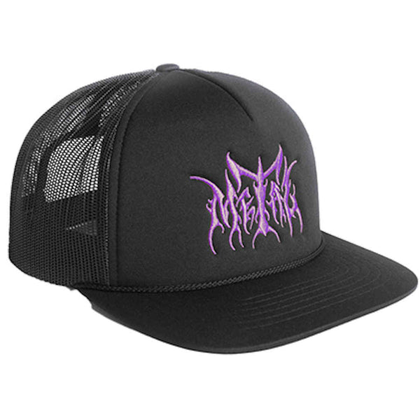 Metal Logo Trucker Hat Black Purple