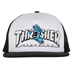 Santa Cruz Thrasher Screaming Logo Trucker Hat White Black