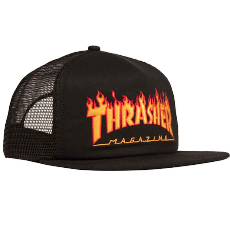 Thrasher Embroidered Flame Logo Mesh Black