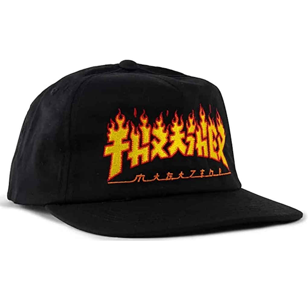Thrasher Embroidered Godzilla Flame Snapback Black