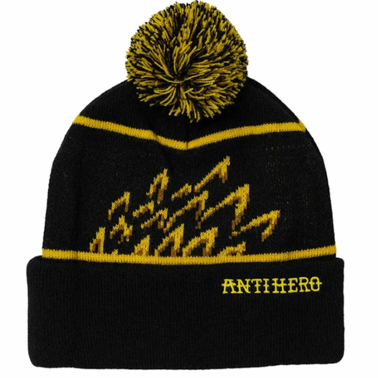 Anti Hero Eagle Pom Pom Beanie Black Yellow