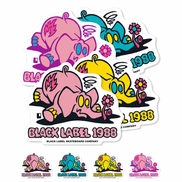 Black Label Sticker Pink Elephant Small