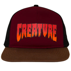 Creature Logo Trucker Hat Burgundy Grey