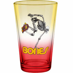 Powell Peralta Pint Glass Skateboard Skeleton Yellow Red Fade
