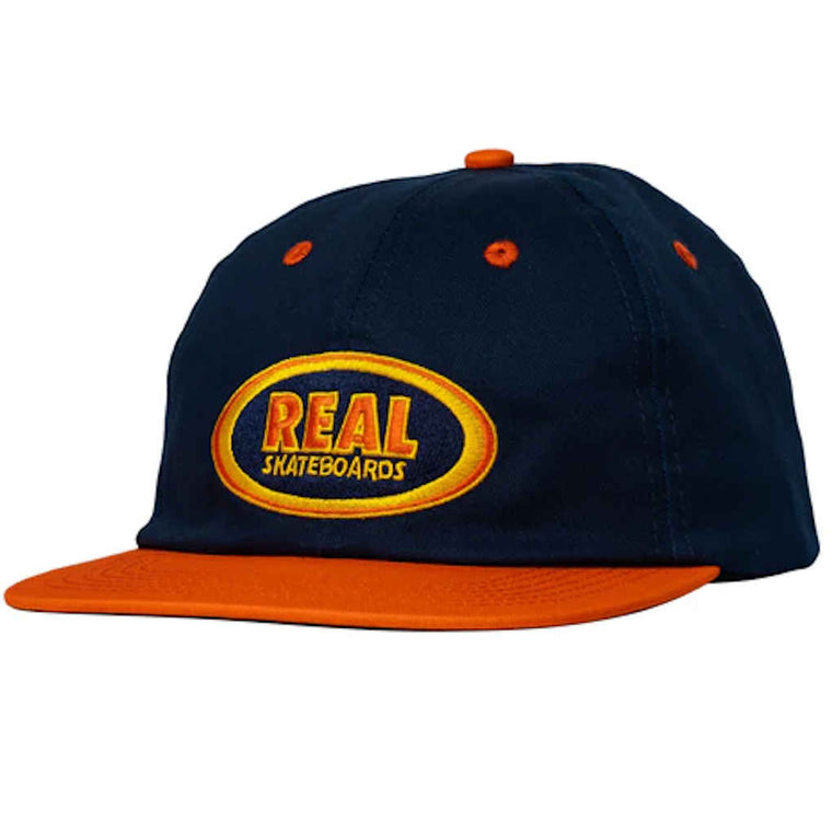 Real Oval Emb Strapback Navy Orange Yellow