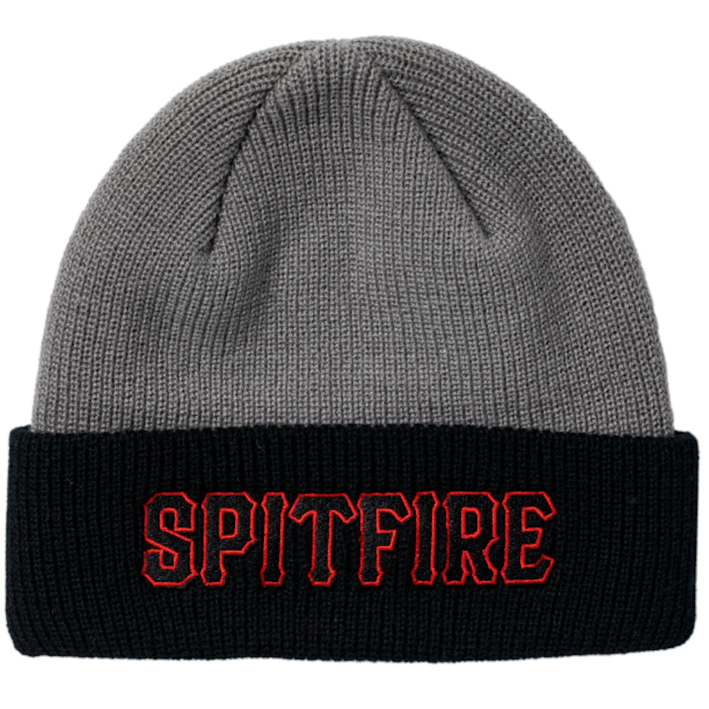 Spitfire Spitball Cuff Beanie Charcoal Black Red