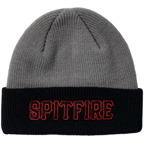 Spitfire Spitball Cuff Beanie Charcoal Black Red