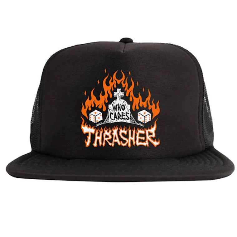 Thrasher Who Cares Snapback Trucker Mesh Black