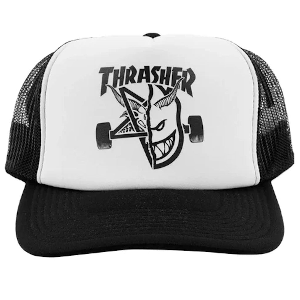 Thrasher X Spitfire Thrash & Burn Snapback Trucker Mesh Black White Black