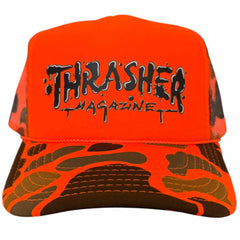Thrasher Wet Paint Snapback Trucker Orange Camo