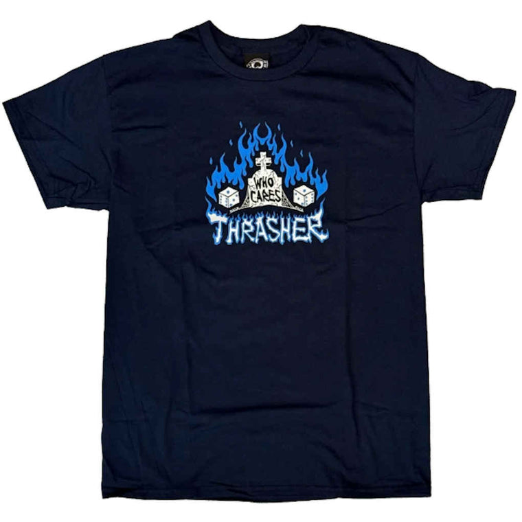 Thrasher Neckface Who Cares Tee Navy