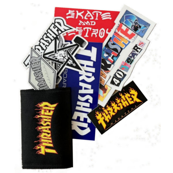 Thrasher Wallet Black & Sticker Gift Pack