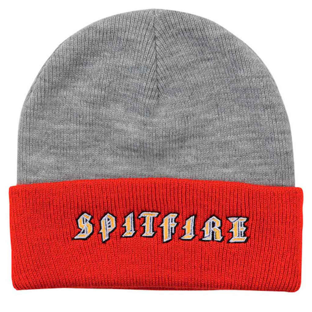 Spitfire Old E Beanie Heather Grey Red