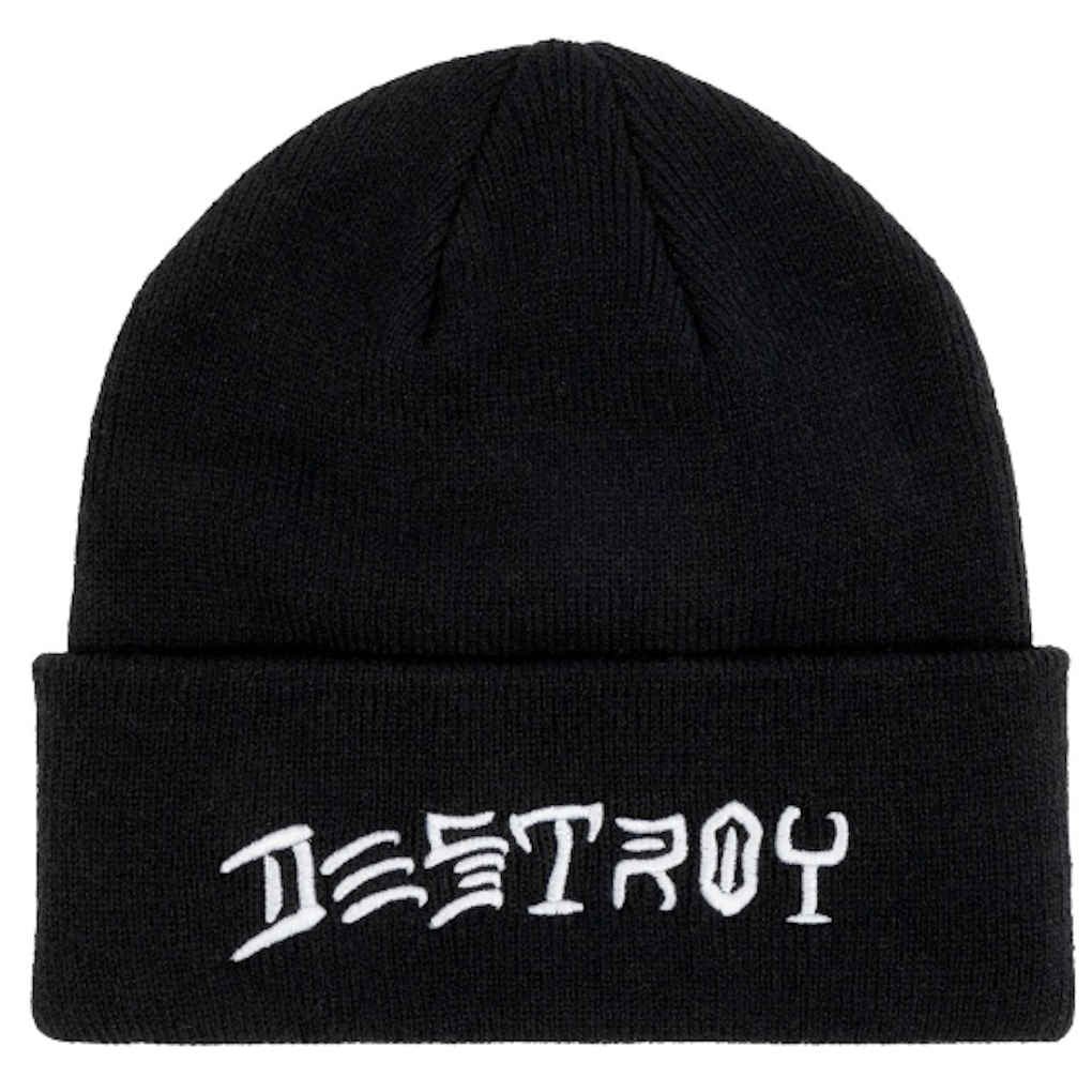 Thrasher Destroy Embroidered Logo Beanie Black