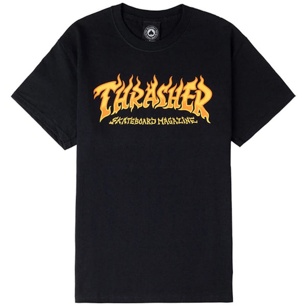 Thrasher Fire Logo Tee Black Small ONLY