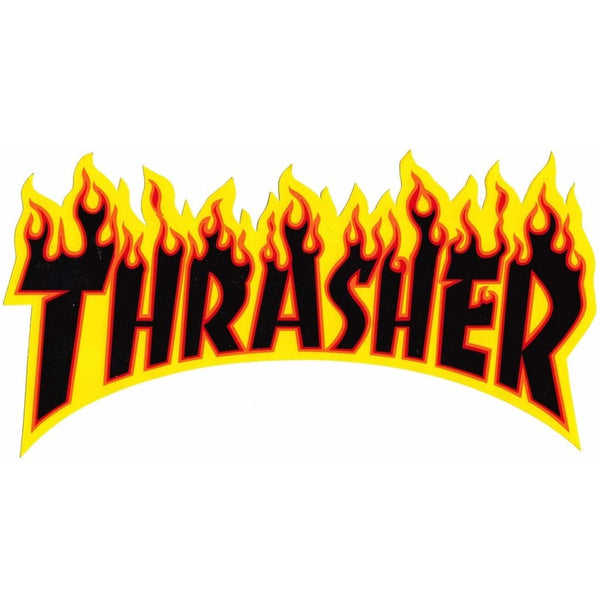 Thrasher Flame Medium Sticker Black Letters