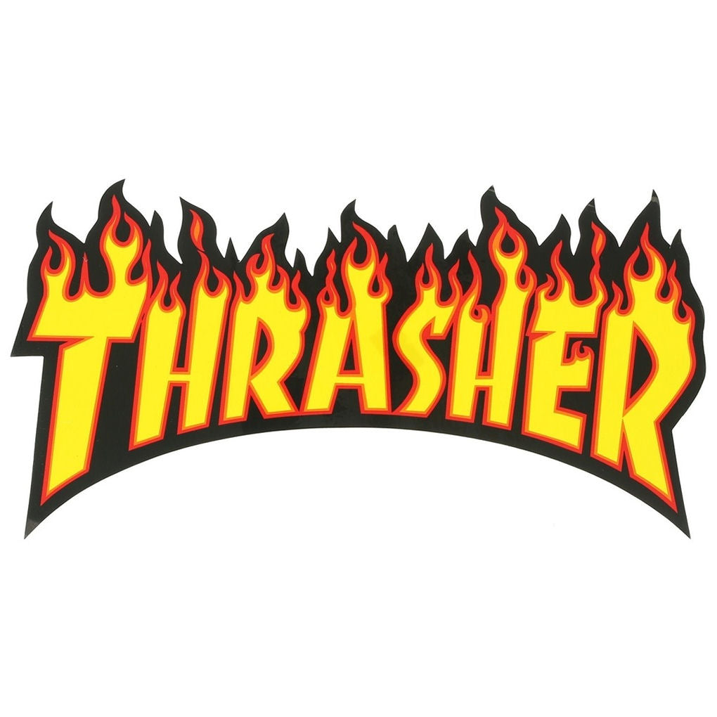 Thrasher Flame Medium Sticker Yellow Letters
