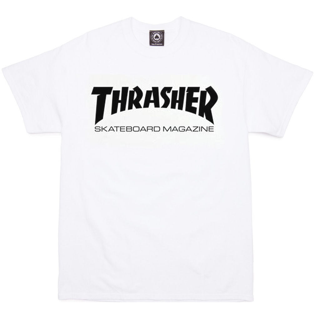 Youth Thrasher Skate Mag Logo Tee White
